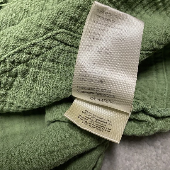 We The Free Summer Daydream Button Down Larger Green Long Oversized Raw Hem Boho - Picture 7 of 8